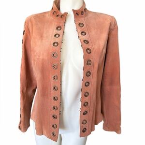 Luii Coral Suede Jacket with Eyelet Accents